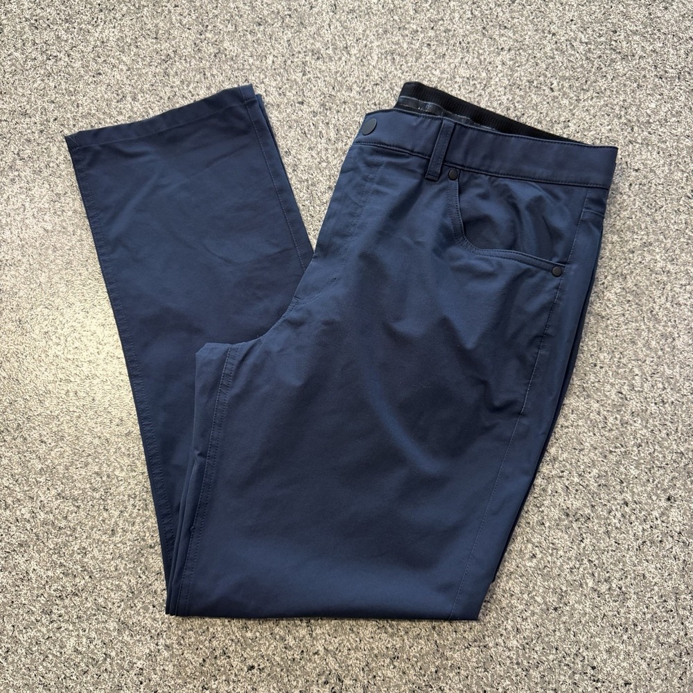 Roundtree & Yorke Performance 5 Pocket Pants Mens 36x30 Navy Blue Tapered Chino